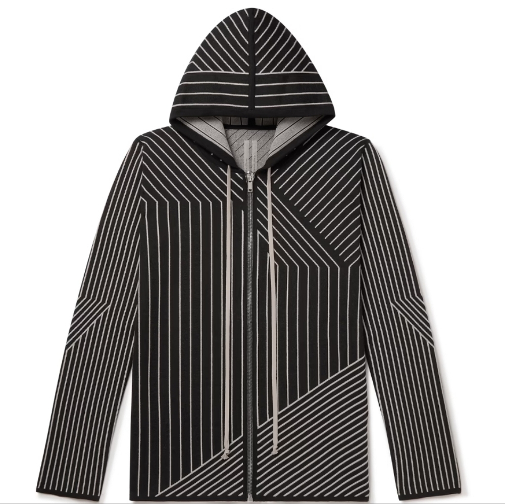 Rick Owens Jason Striped Virgin Wool-Blend Zip-Up Hoodie